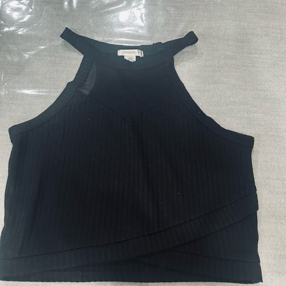 Bozzolo Black Ribbed Tank Top